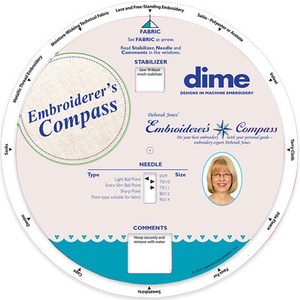 DIME, Deborah Jones, EC002, Embroiderers, Compass Guide, from Fabrics to Correct Stabilizers, Needles