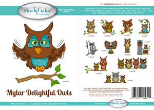 Purely Gates PG5325 Mylar Delightful Owls Embroidery Designs CD