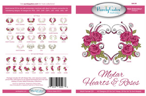 Purely Gates PG5233 Mylar Hearts & Roses Embroidery Designs CD