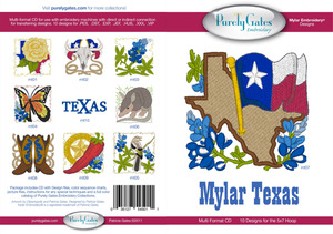 Purely Gates PG5011 Mylar Texas Embroidery Designs CD
