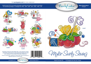 Purely Gates PG5004 Mylar Swirly Sewing 10 Embroidery 5x7" Designs CD