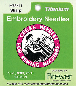 Organ Embroidery Needles HAx130EBBR Size 75/11 - 10 needle pack