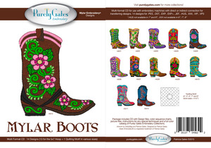 Purely Gates PG5622 Mylar Boots 5x7" Hoop Embroidery 13 Designs CD