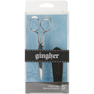 Gingher G-5 5" Knife Edge Sew Craft Quilt Embroidery Scissors Shears Trimmers, Knife Edge, Chrome Nickel Plated, Hang Bag, Leather Sheath-SCISSOR 5" SEWING