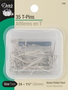 Dritz D100, T Pins 1-1/2-Inch (38mm) 35-Piece Box, Nickle Plated Steel, Size 24