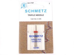 Schmetz 1797 Universal Triple Needle, 130/705H Dri , Size 3.0mm/80