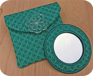 Embroidery, Garden, Quilted, Mirror, Set, case