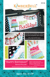 Kimberbell, KD530, Happy, Birthday, Bench, Pillow, ME, Embroidery, Designs