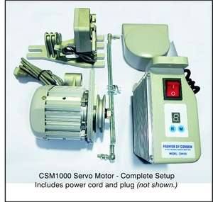 Consew CSM550-01, Rotary Dial, Electronic, DC Servo, Sewing Motor, 3450RPM, Consew CSM1000 Servo Induction Motor 110V3/4HP 550W 4200RPM, Optional CSM1001 w/$50 Needle Position Synchronizer for Industrial Sewing Machines/Tables