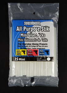 Sure Bonder DT-25 All Purpose Mini Glue Sticks 25ct, 101mmx6.8mm, 4x.27"