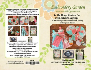 Embroidery Garden In the Hoop Kitchen Set with Kitchen Sayings Embroidery Designs on CD