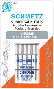Schmetz, S-4009, Chrome, Universal, 5, pack, 130, 705, H, Size, 80, 12, strong, durable