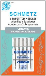 Schmetz, S-4092, Chrome, Professional, Grade, Top, stitch, 5, pack, 130, N, Size, 80, 12, strong, durable