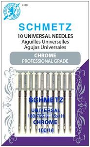 Schmetz, S-4130, Chrome, Professional, Grade, Universal, 10, pack, 130, 705, H, Size, 100, 16, strong, durable