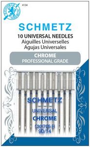 Schmetz S-4134 Chrome Professional Grade Universal Sewing Machine Needles, 10pk 130/705H Size 90/14