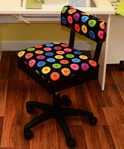 80345: Arrow H8013 Hydraulic Chair, Underseat Storage, Riley Blake Buttons Fabric