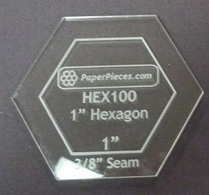 81848: Paper Pieces Z100ACR Hexagon 1" Acrylic Fabric Cutting Template