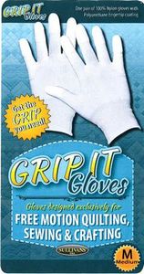 Sullivans 48667, Grip It Gloves- Medium, for Free Motion Quilting, Sewing, Embroidery, Crafting