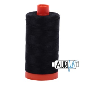 Aurifil MK50SC6-2692 Black Cotton Mako Thread 50wt 1422 Yard Spool