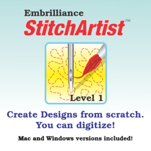 Embrilliance Stitch Artist SA110 Level 1 Complete Embroidery and Digitizing Software CD for Windows or Macintosh
