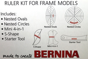Bernina BRKFM, 5pc Ruler Templates, Kit for Q20, and Q24 Frame Models, Nested Ovals, Circles, Mini 4in1, S-Shape,  Starter Tool, Bernina BRKFM 5pc Ruler Templates Kit for Q16 Q20 Q24 Frame Models