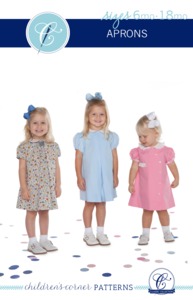 Children's Corner CC015S CC015L Aprons Carol and Jenni Sewing Pattern Sizes 6mo-18mo and 2-4