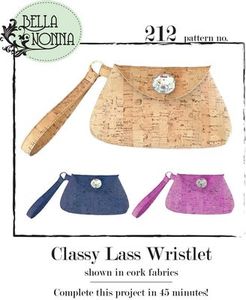 Bella Nonna BN212 Classy Lass Wristlet Purse Sewing Pattern, Shown with Optional Cork Fabrics