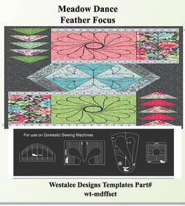 Westalee WT-MDFFSET,  Meadow Dance Feather Focus Templates Set: 6" Curve, 5" Feather, 11.5" Wreath