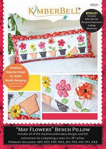 KimberBell KD521 May Flowers Bench Pillow ME CD