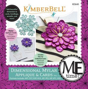 KimberBell KD640, Dimensional Mylar Applique and Cards: Flowers Pot, Snowman, Cherries Heart (ME Time) CD