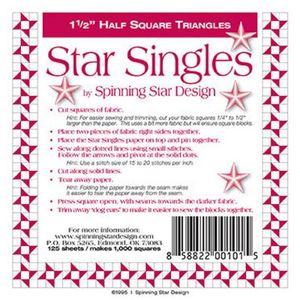 Spinning Star Design 1-1897, Star Singles 1.5in, 125 sheets of triangle paper in a bag enough for 1,000 1.5in blocks.