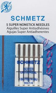 Schmetz S-4503, Super Nonstick Sewing Machine Needles 90/14 Carded 5-Pack
