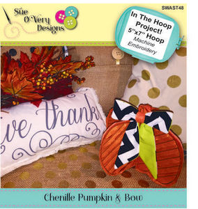 87867: Sue O'Very Designs SWAST48 Chenille Pumpkin and Bow