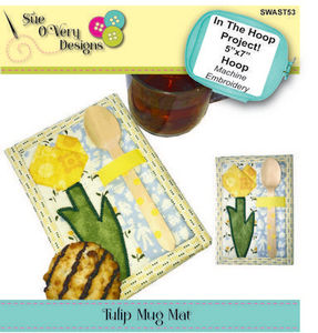 87886: Sue O'Very Designs SWAST53 ITH Tulip Paper Piece Mug Rug