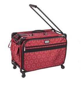 89120: Tutto 2007-REDDOT Large Red Dotted Roller Bag on Wheels 21inL x 14inH x 12inD Inside for your Sewing Machine Travel Case Needs.