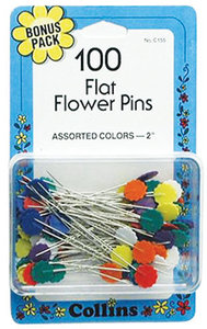 Collins W-155, Flat Flower Head 2" Straight Pins 6 Packages of 100