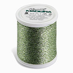 Madeira MG-2452, Glamour 8wt Metallic Embroidery Thread, 110 Yds, Green and White, Box of 5 Spools