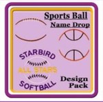 Starbird Embroidery Designs Sports Ball Name Drops Design Pack