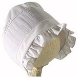 Martha Pullen RW-SBON WHITE Pleated Ruffle-Edged Bonnet Size 3Mo