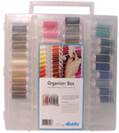 42308: Mettler ORG3406 Thread Spool Organizer Tote Box Container, 104 Spaces +40 Colors of Poly Sheen Embroidery Thread, Carrying Handle