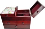 PD60, P13219, 2x3 Tier, Large, Classic, Wooden, Sewing, Caddy, Box