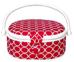 Suzys Hobby Sewing Basket Medium Oval Fuchsia Box 9"x7"x4"