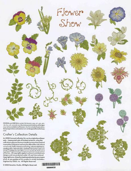 OESD Embroidery Machine Designs CD #866 FLOWER SHOW  