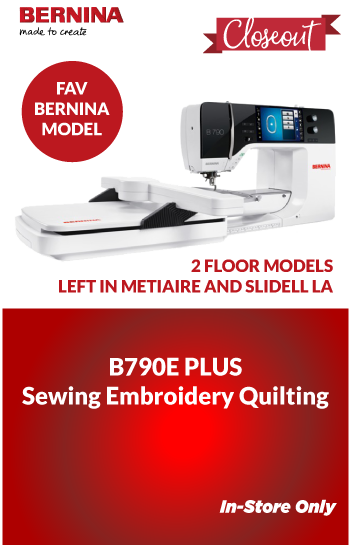 B790E Plus Sewing Quilting Machine. Fav bernina model. Stitch Designer, Programmable foot control, Adaptive Thread Tension for perfect stitch quality front and back, Newly designed stitches including sideways motion stitches, Embroidery designs built into the machine Ability to import and export sewing stitches via USB. $9,999.99. $270.83 + TAX / 48 MO 0% APR